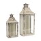 Melrose Set of 2 Antique Wall Mounted Pillar Candle Lanterns 19.5"